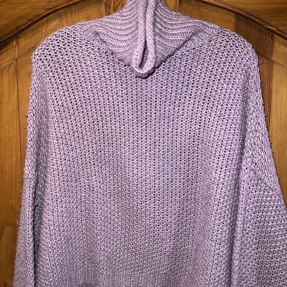 Anthropologie Moth Abella Oversized Chunky Turtleneck Crop Sweater Lavender - Sm - Picture 5 of 8